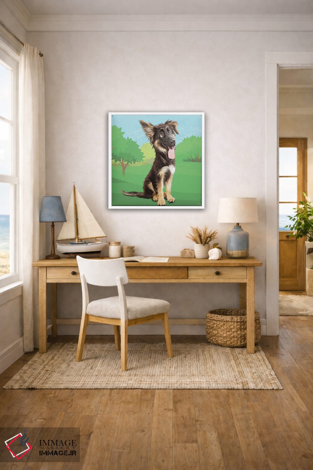 تابلو دکوراتیو سگ گله خوشحال اثر کیم کورینگا - D3W