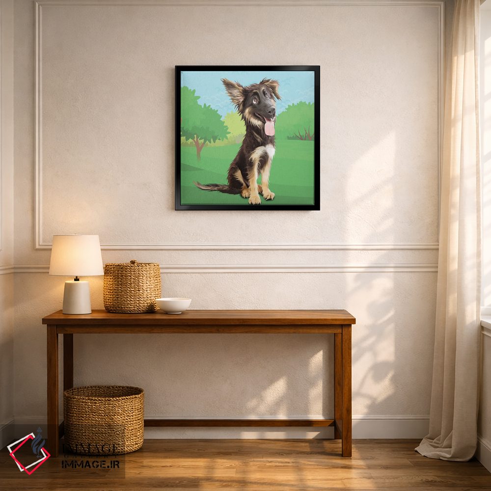 تابلو دکوراتیو سگ گله خوشحال اثر کیم کورینگا - D6B