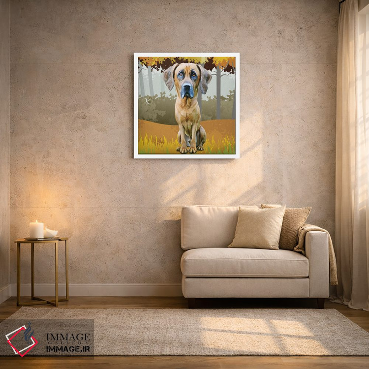 تابلو دکوراتیو سگ شکاری در جنگل اثر کیم کورینگا - D3W