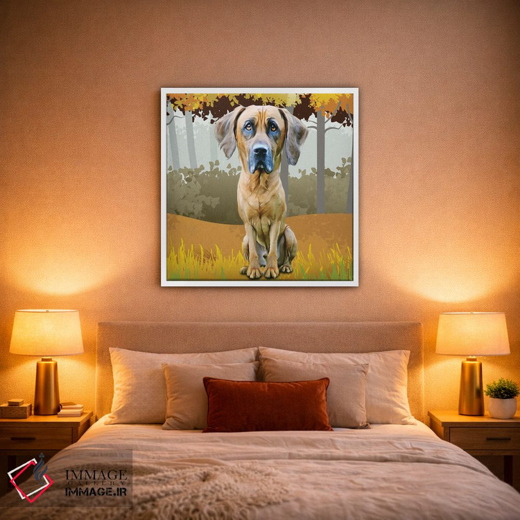 تابلو دکوراتیو سگ شکاری در جنگل اثر کیم کورینگا - D1W