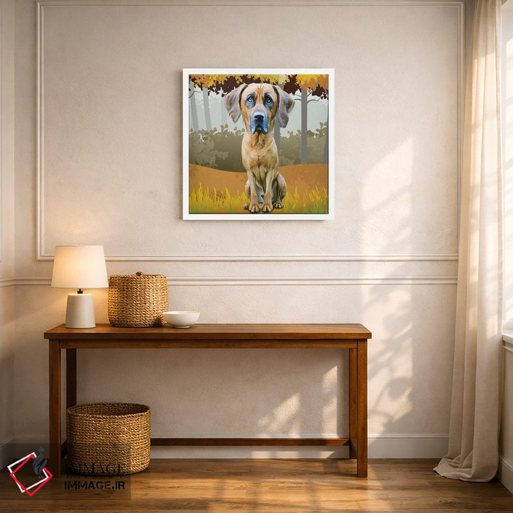تابلو دکوراتیو سگ شکاری در جنگل اثر کیم کورینگا - D5W