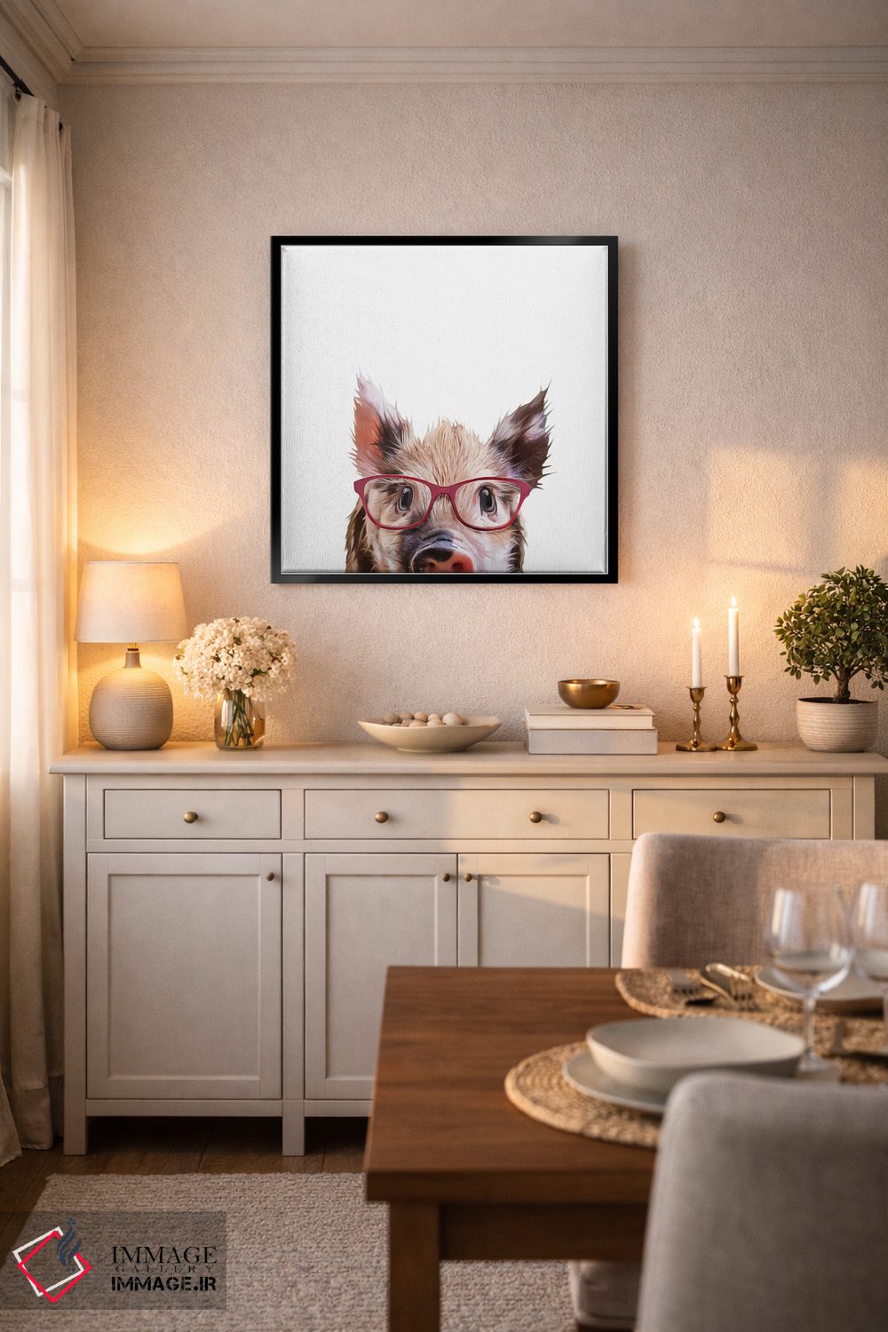 تابلو دکوراتیو خوک بازیگوش اثر کیم کورینگا - D6B