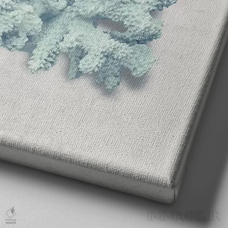 تابلو دکوراتیو نعناع مرجانی II اثر کارولین کلی - نمای نزدیک بافت بوم