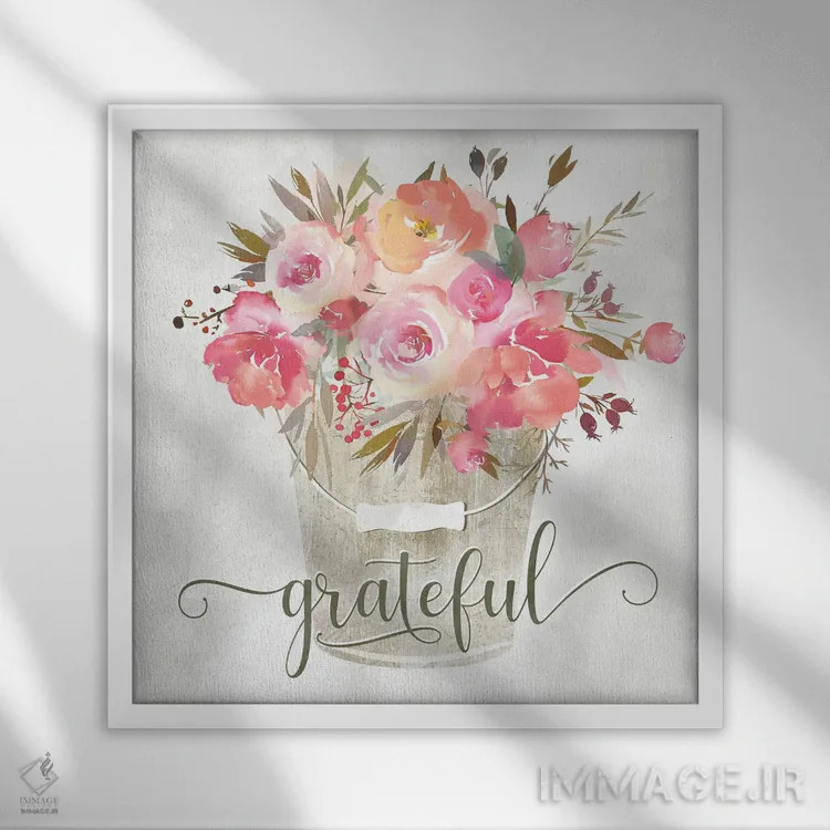 تابلو مدرن گل ساده و سپاسگزار اثر کلی دونوان - نمای قابدار سفید