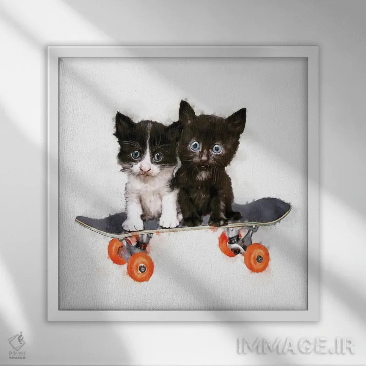 تابلو دکوراتیو دو بچه روی تخته اثر کیم کورینگا - نمای قابدار سفید