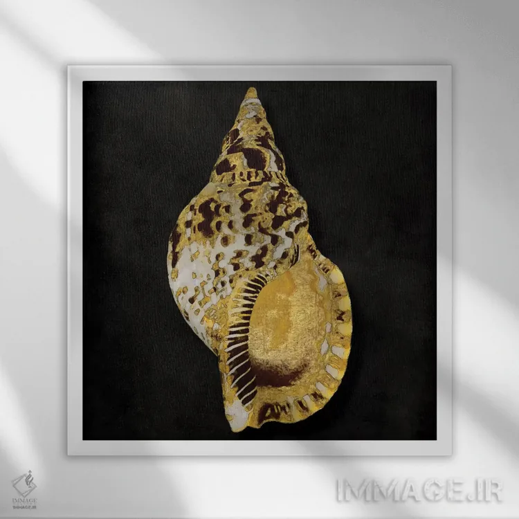 تابلو دکوراتیو گوهرهای طلایی اقیانوس III اثر کارولین کلی - نمای قابدار سفید