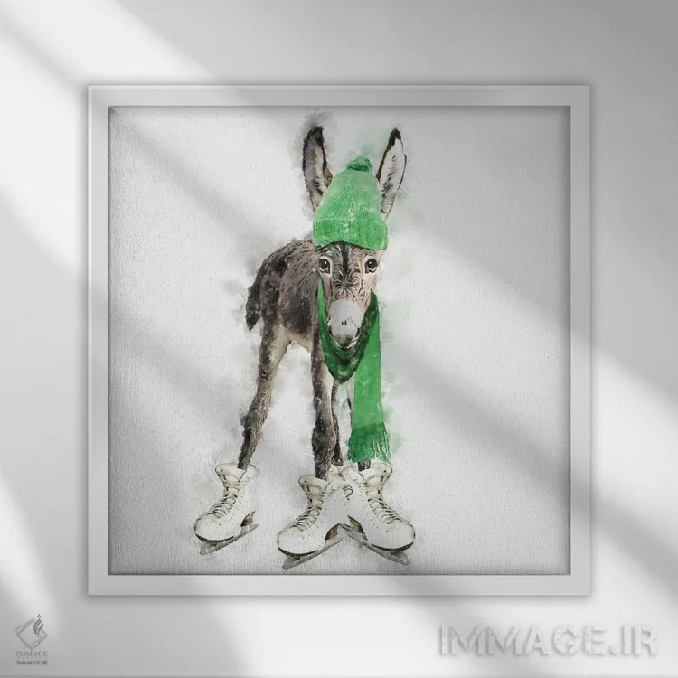 تابلو دکوراتیو الاغ زمستانی اثر کیم کورینگا - نمای قابدار سفید