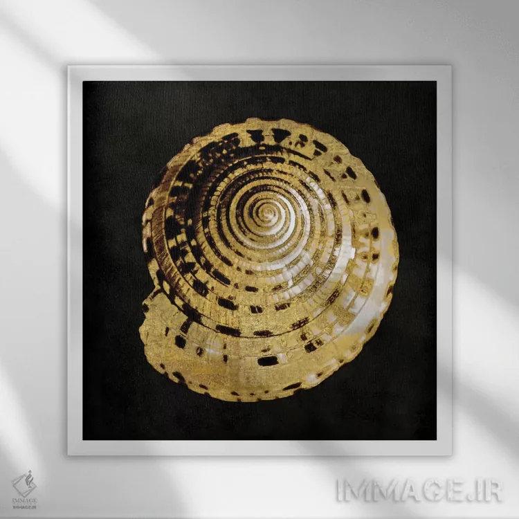 تابلو دکوراتیو گوهرهای طلایی اقیانوس IV اثر کارولین کلی - نمای قابدار سفید