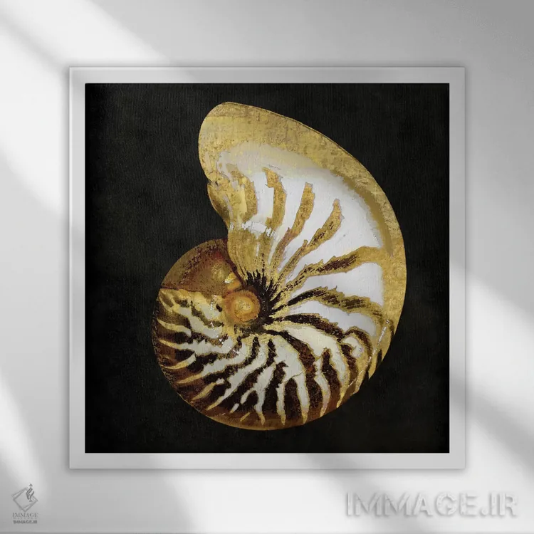 تابلو دکوراتیو گوهرهای طلایی اقیانوس II اثر کارولین کلی - نمای قابدار سفید