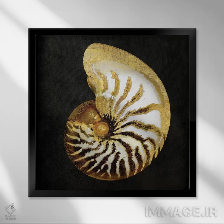تابلو دکوراتیو گوهرهای طلایی اقیانوس II اثر کارولین کلی - نمای قابدار مشکی
