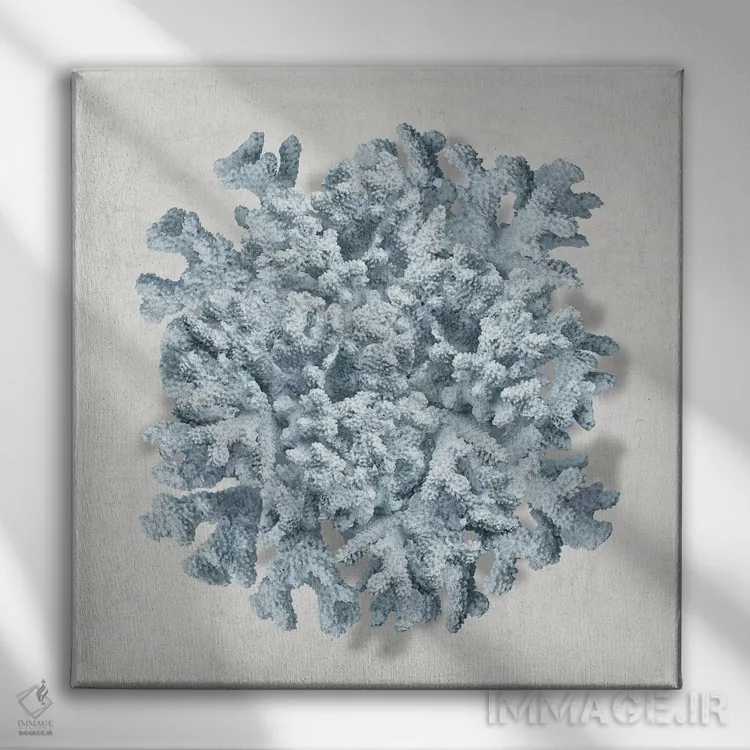 تابلو دکوراتیو مرجان آبی II اثر کارولین کلی - نمای روبهرو روی دیوار