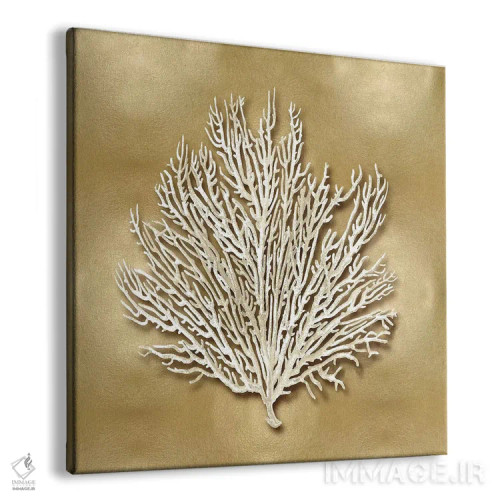 تابلو دکوراتیو فن دریایی روی زمینه طلایی I اثر کارولین کلی - نمای پرسپکتیو محصول