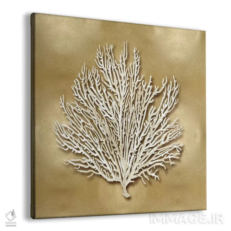 تابلو دکوراتیو فن دریایی روی زمینه طلایی I اثر کارولین کلی - نمای پرسپکتیو محصول