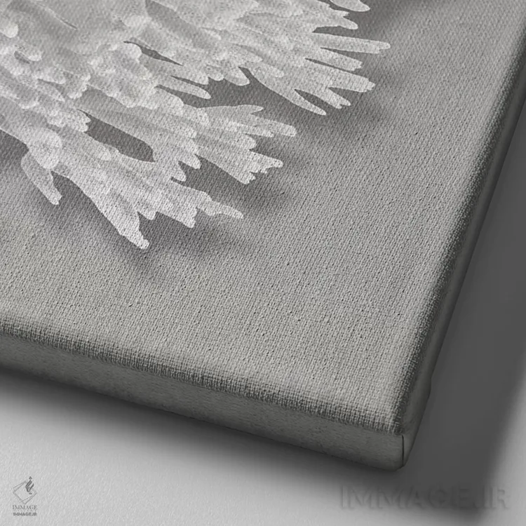 تابلو دکوراتیو مرجان روی خاکستری I اثر کارولین کلی - نمای نزدیک بافت بوم