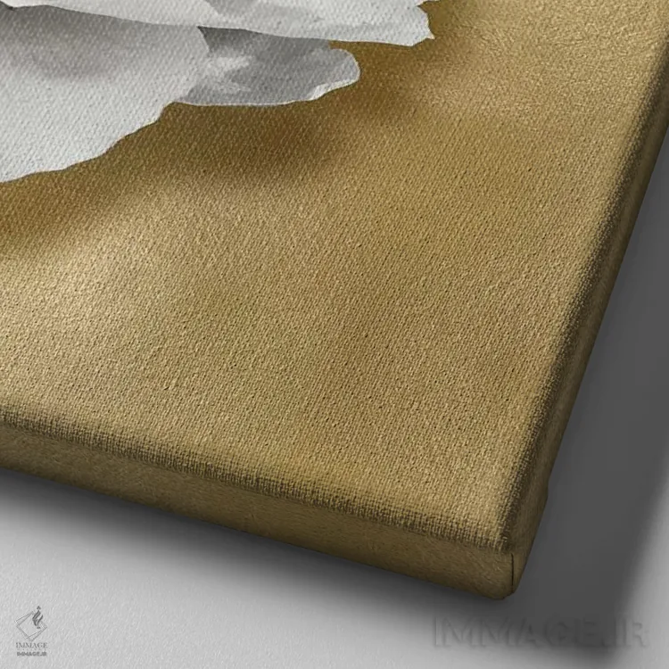 تابلو دکوراتیو گل بر روی زمینه طلایی III اثر کارولین کلی - نمای نزدیک بافت بوم