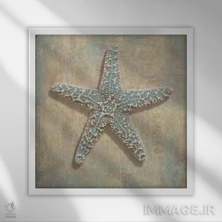 تابلو دکوراتیو ستاره دریایی آبی اثر کارولین کلی - نمای قابدار سفید