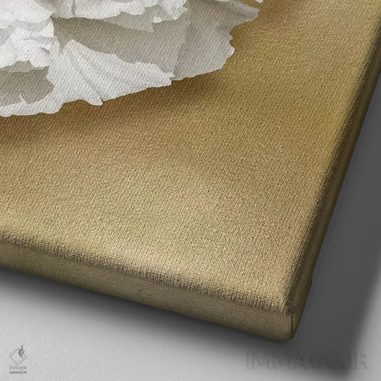 تابلو دکوراتیو گل بر روی زمینه طلایی II اثر کارولین کلی - نمای نزدیک بافت بوم