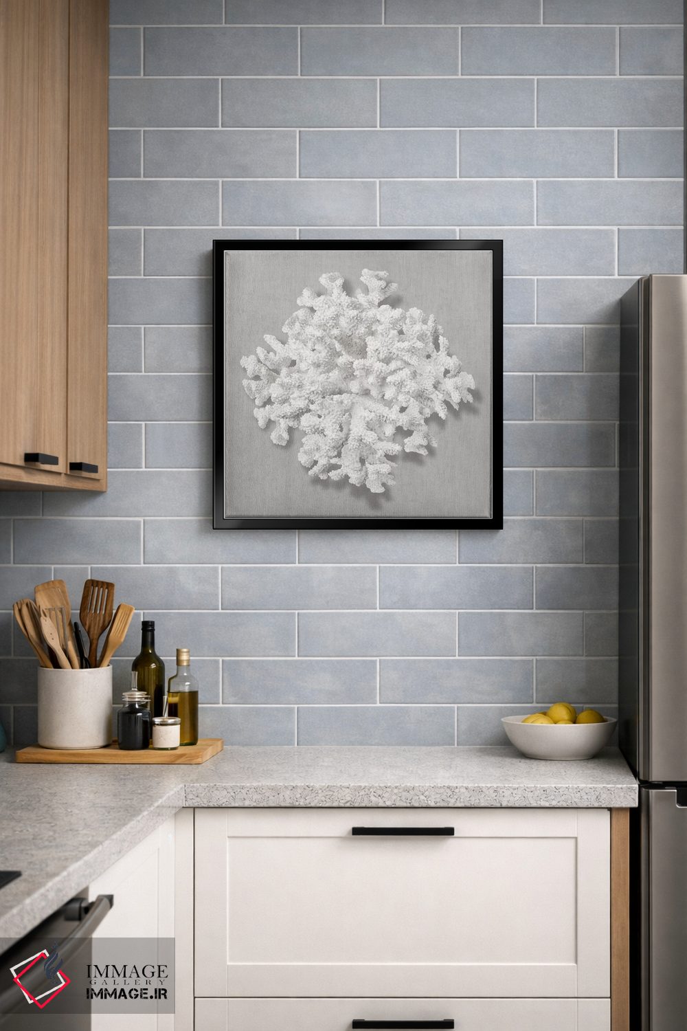 تابلو دکوراتیو مرجان روی خاکستری II اثر کارولین کلی - D6B