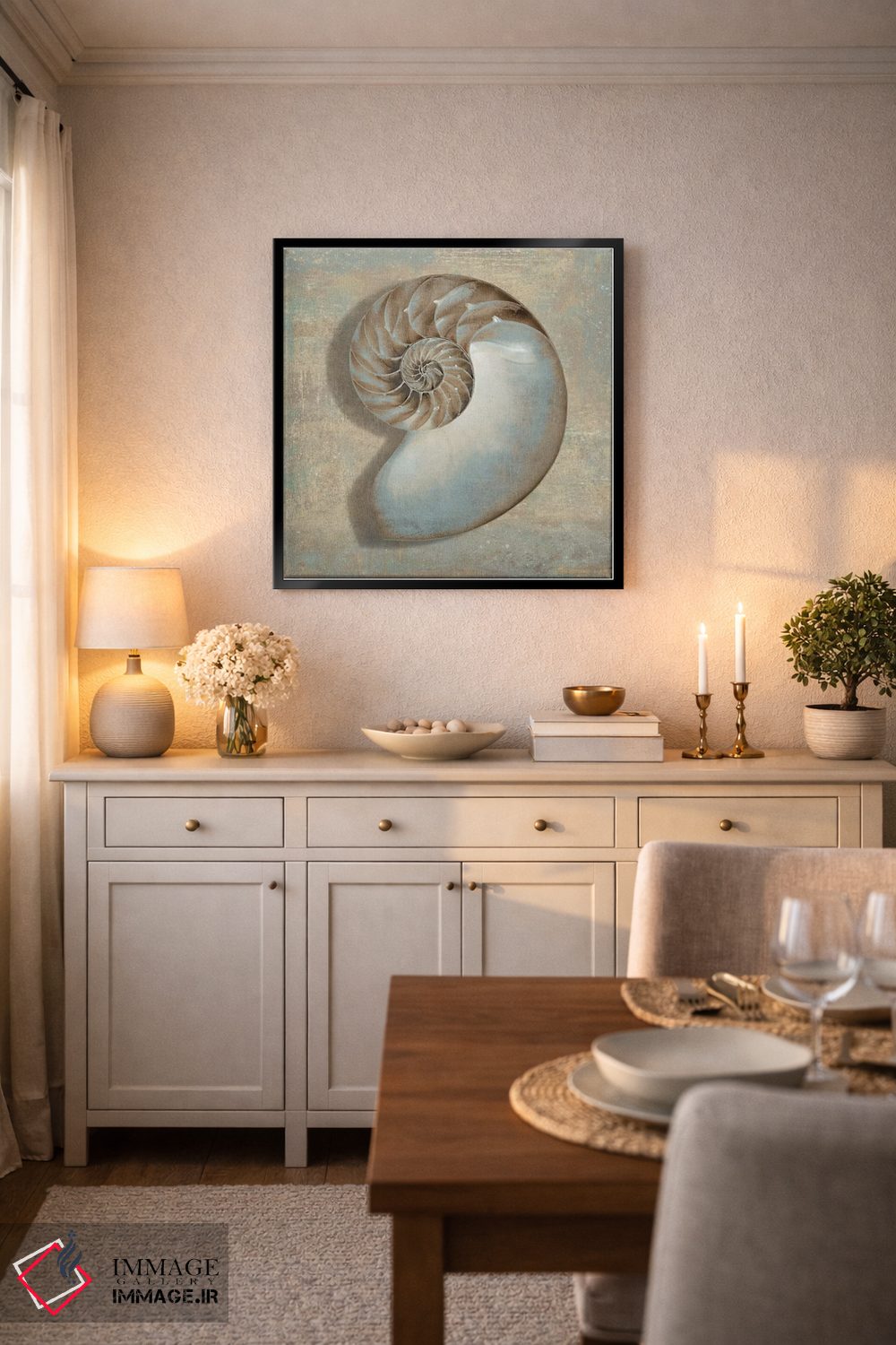 تابلو دکوراتیو ناتیلوس آبی اثر کارولین کلی - D6B