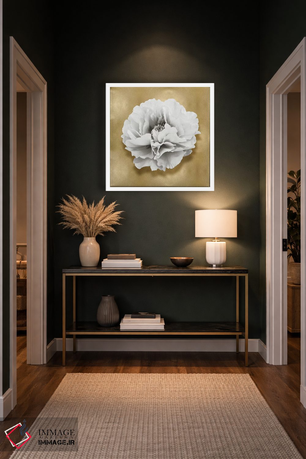 تابلو دکوراتیو گل بر روی زمینه طلایی III اثر کارولین کلی - D5W