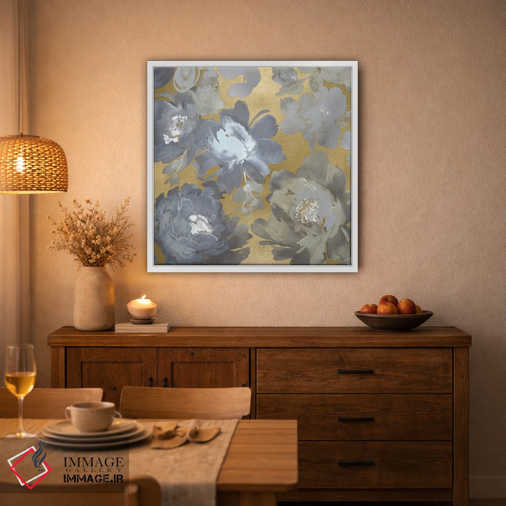 تابلو مدرن نقره بهاری بر طلایی II اثر کلسی موریس - D2W