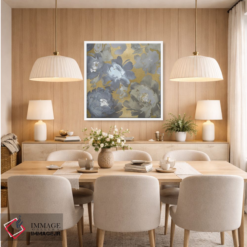 تابلو مدرن نقره بهاری بر طلایی II اثر کلسی موریس - D4W