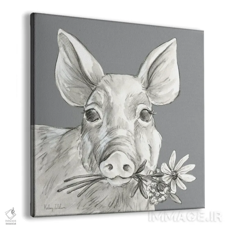 تابلو مدرن رنگ مزرعه آبرنگی I - خوک اثر کلسی ویلسون - نمای پرسپکتیو محصول