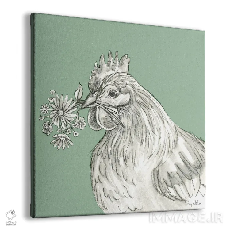 تابلو مدرن رنگ مزرعه آبرنگی X - مرغ اثر کلسی ویلسون - نمای پرسپکتیو محصول
