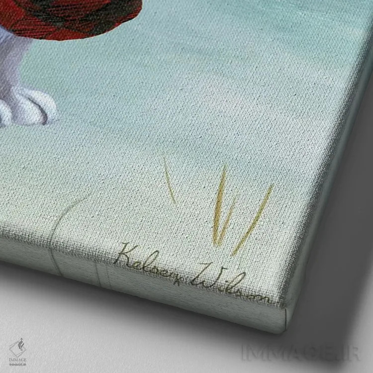 تابلو دکوراتیو منظره زمستانی ۳ - خرگوش اثر کلسی ویلسون - نمای نزدیک بافت بوم