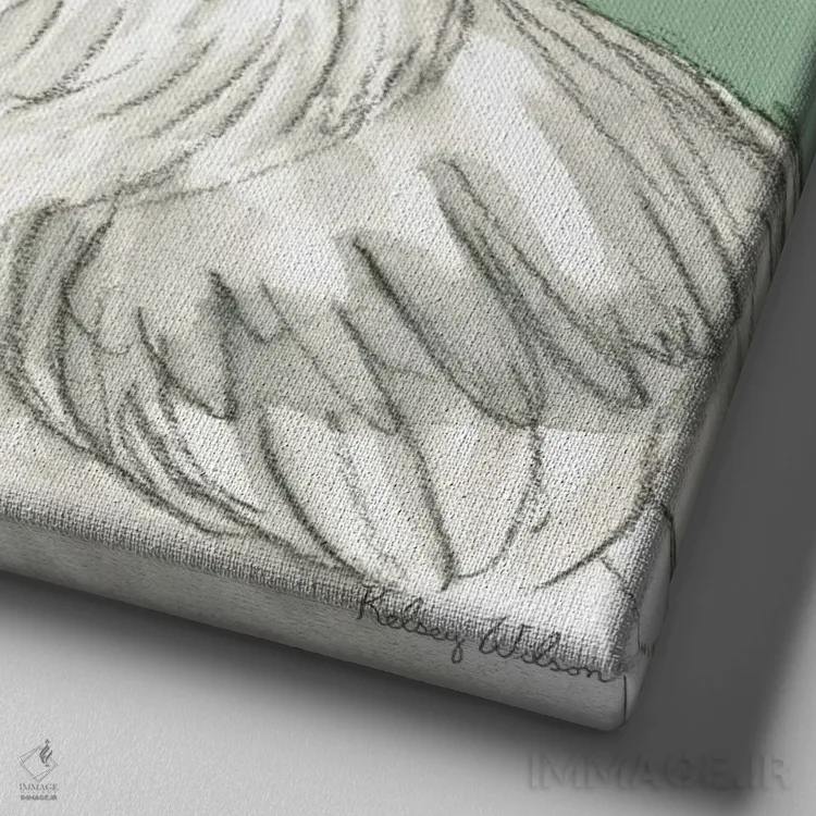 تابلو مدرن رنگ مزرعه آبرنگی X - مرغ اثر کلسی ویلسون - نمای نزدیک بافت بوم