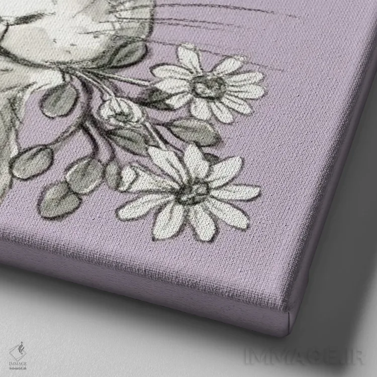 تابلو مدرن رنگ مزرعه آبرنگی V - خرگوش اثر کلسی ویلسون - نمای نزدیک بافت بوم