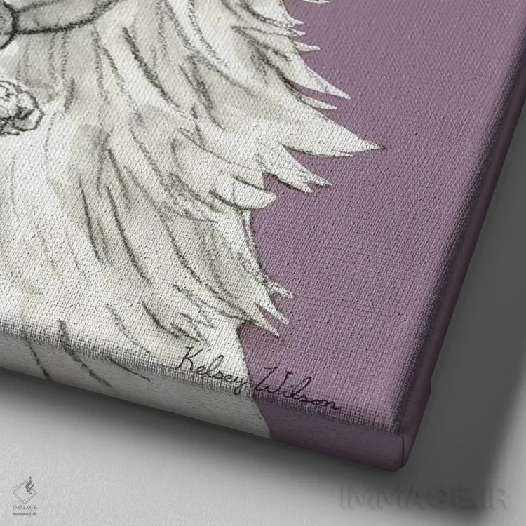 تابلو مدرن رنگ مزرعه آبرنگی VII - لاما اثر کلسی ویلسون - نمای نزدیک بافت بوم