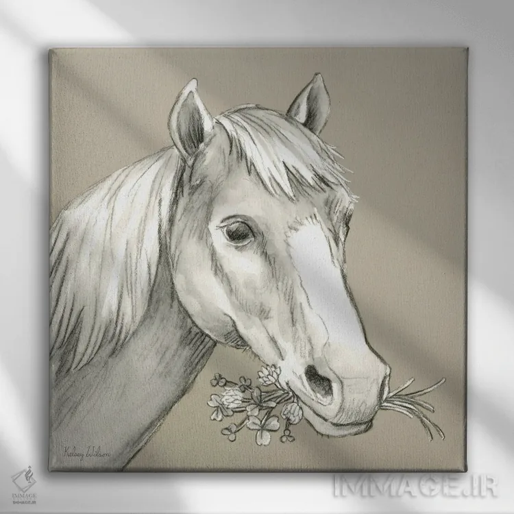 تابلو مدرن رنگ مزرعه آبرنگی III - اسب اثر کلسی ویلسون - نمای روبهرو روی دیوار
