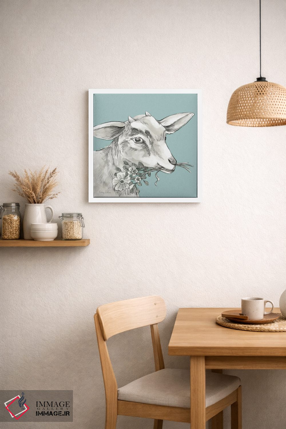 تابلو مدرن رنگ مزرعه آبرنگی IV - بز اثر کلسی ویلسون - D1W