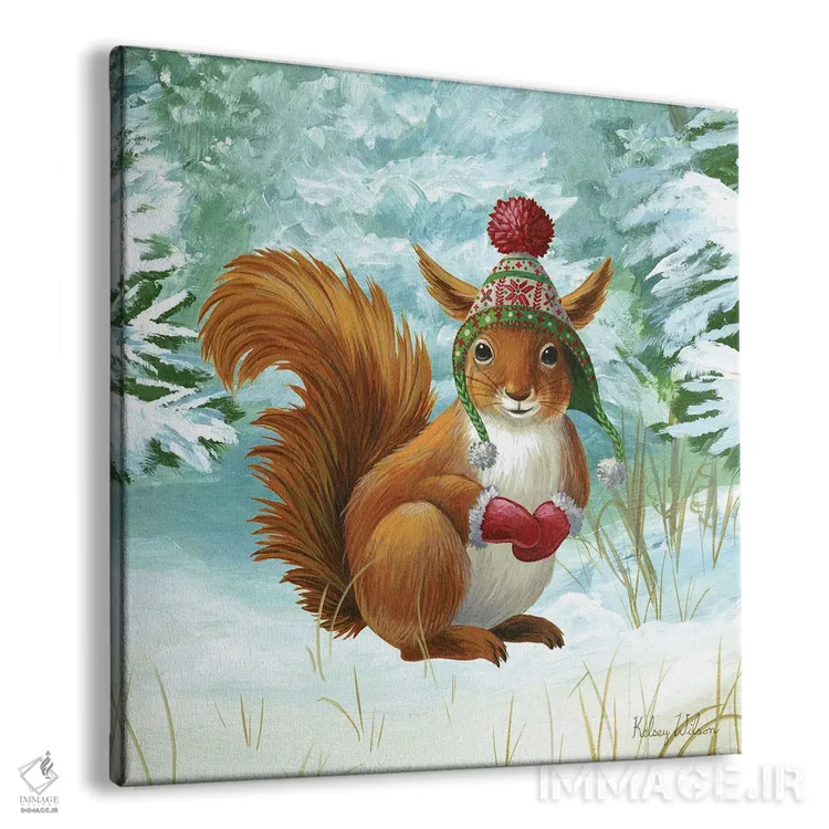 تابلو دکوراتیو منظره زمستانی ۴ - سنجاب اثر کلسی ویلسون - نمای پرسپکتیو محصول