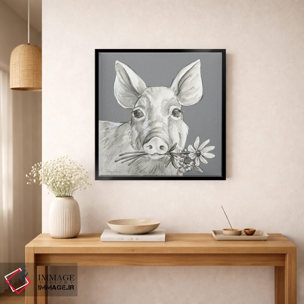 تابلو مدرن رنگ مزرعه آبرنگی I - خوک اثر کلسی ویلسون - D2B