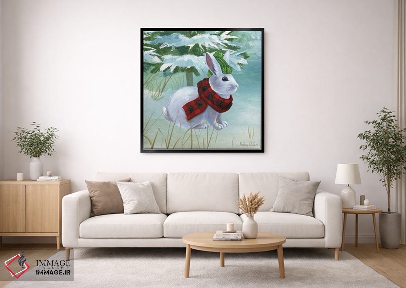 تابلو دکوراتیو منظره زمستانی ۳ - خرگوش اثر کلسی ویلسون - D1B