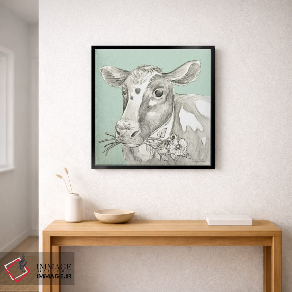 تابلو مدرن رنگ مزرعه آبرنگی II - گاو اثر کلسی ویلسون - D2B