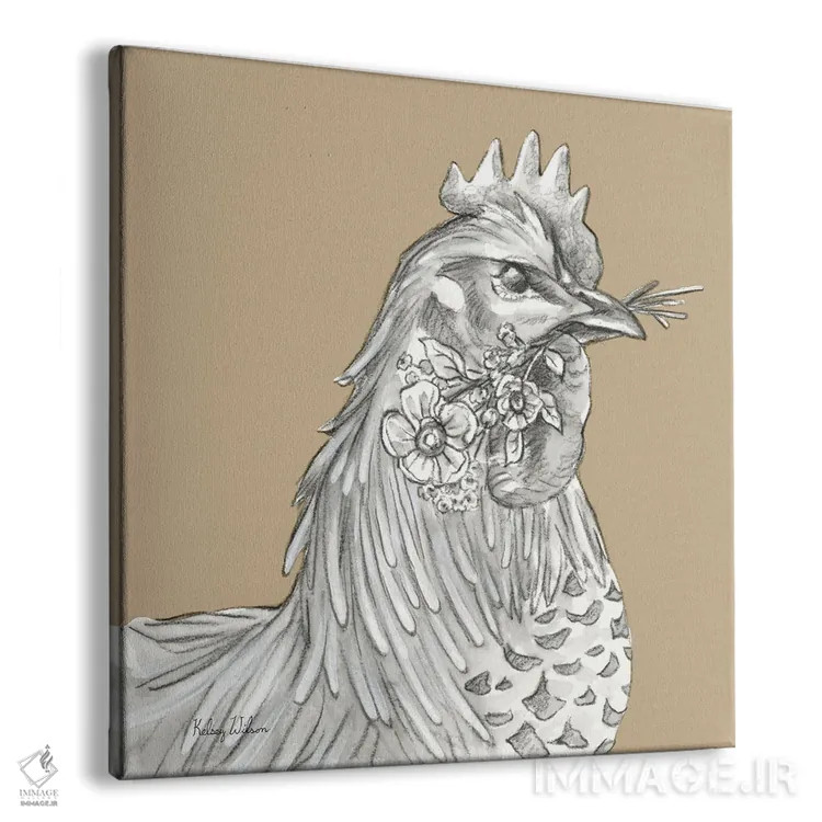 تابلو مدرن رنگ مزرعه آبرنگی VI - خروس اثر کلسی ویلسون - نمای پرسپکتیو محصول