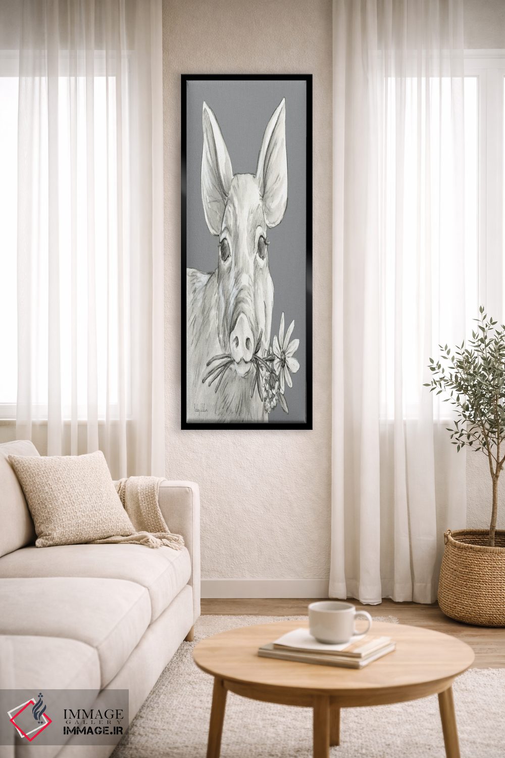 تابلو مدرن رنگ مزرعه آبرنگی I - خوک اثر کلسی ویلسون - D5B