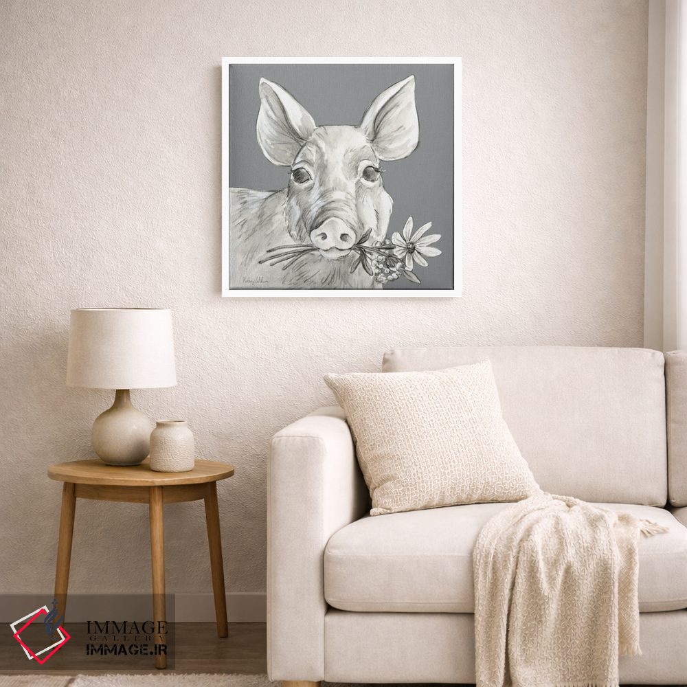 تابلو مدرن رنگ مزرعه آبرنگی I - خوک اثر کلسی ویلسون - D6W