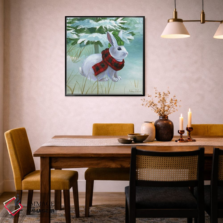 تابلو دکوراتیو منظره زمستانی ۳ - خرگوش اثر کلسی ویلسون - D5B