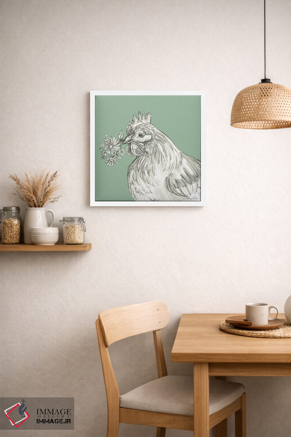 تابلو مدرن رنگ مزرعه آبرنگی X - مرغ اثر کلسی ویلسون - D1W