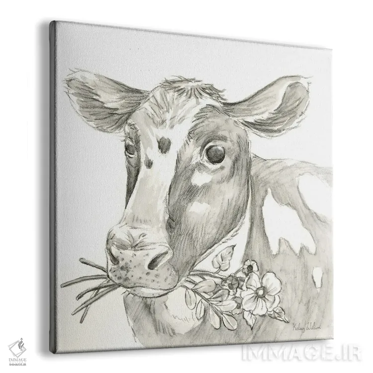 تابلو مدرن مزرعه آبرنگی II - گاو اثر کلسی ویلسون - نمای پرسپکتیو محصول