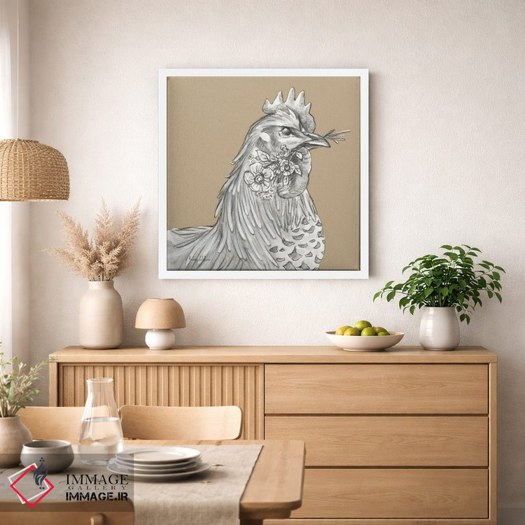 تابلو مدرن رنگ مزرعه آبرنگی VI - خروس اثر کلسی ویلسون - D1W