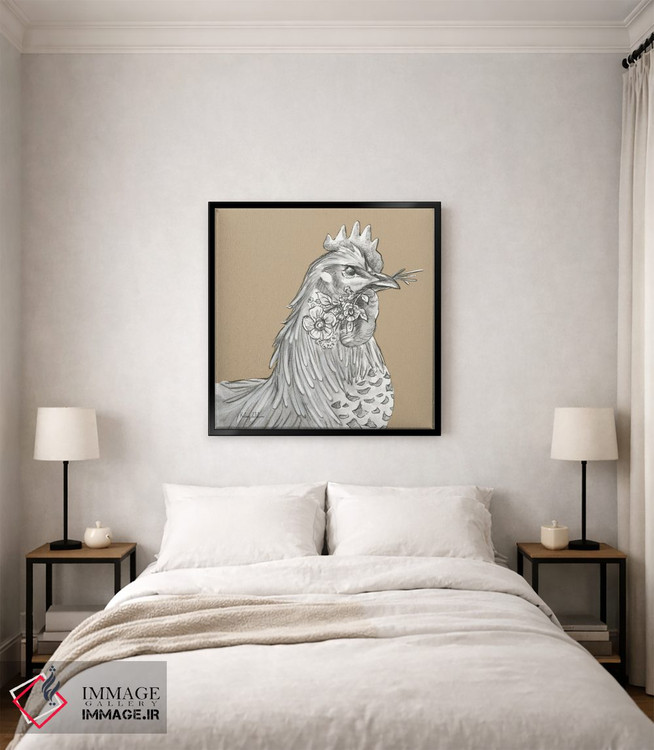 تابلو مدرن رنگ مزرعه آبرنگی VI - خروس اثر کلسی ویلسون - D4B