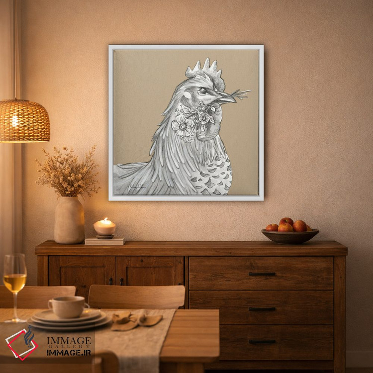 تابلو مدرن رنگ مزرعه آبرنگی VI - خروس اثر کلسی ویلسون - D2W