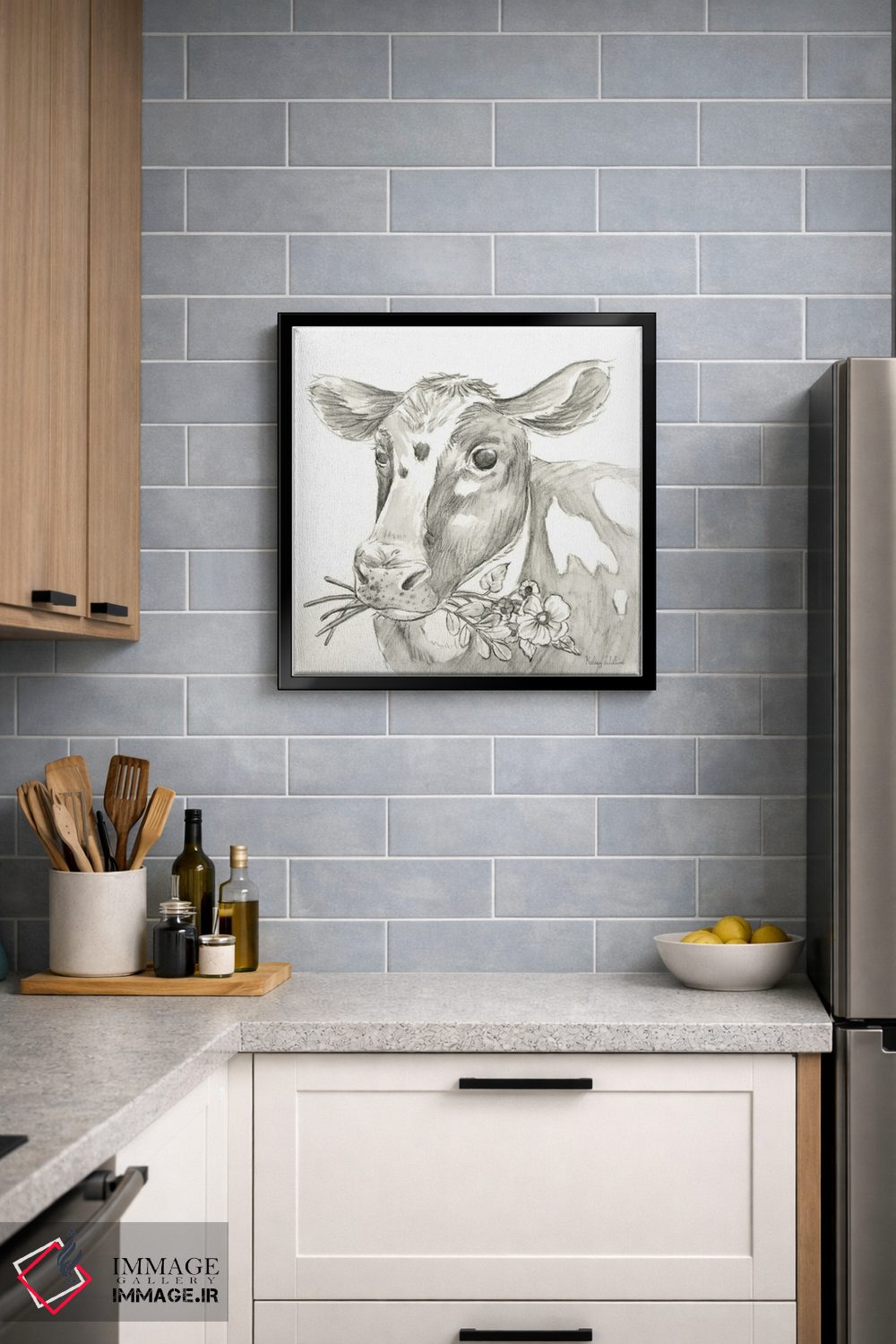 تابلو مدرن مزرعه آبرنگی II - گاو اثر کلسی ویلسون - D5B