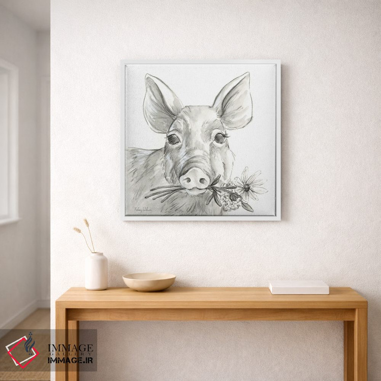 تابلو مدرن مزرعه آبرنگی I - خوک اثر کلسی ویلسون - D1W