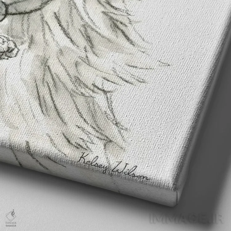 تابلو مدرن مزرعه آبرنگی VII - لاما اثر کلسی ویلسون - نمای نزدیک بافت بوم